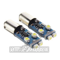 Лампа 12 В, 1 светодиод LED (BA9S) квадратная с круглым приливом, белая 